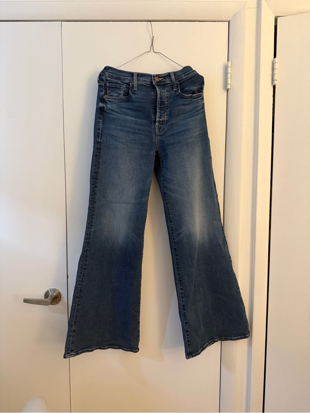 MOTHER Denim Lil’ Tomcat Roller High-Rise Wide Leg Women Jeans - Blue